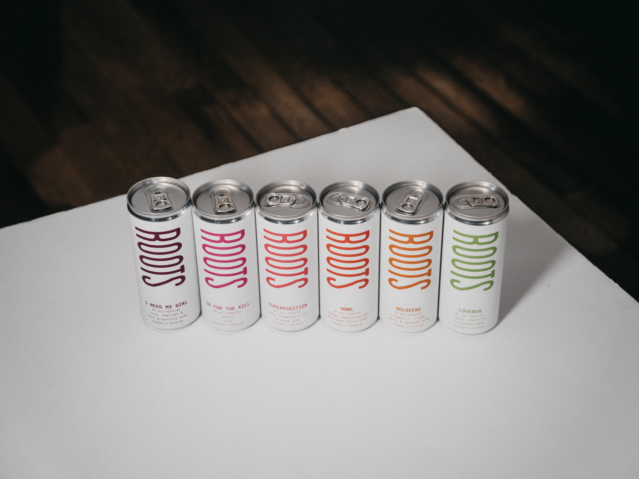 Roots Soda Co.'s six flavours'